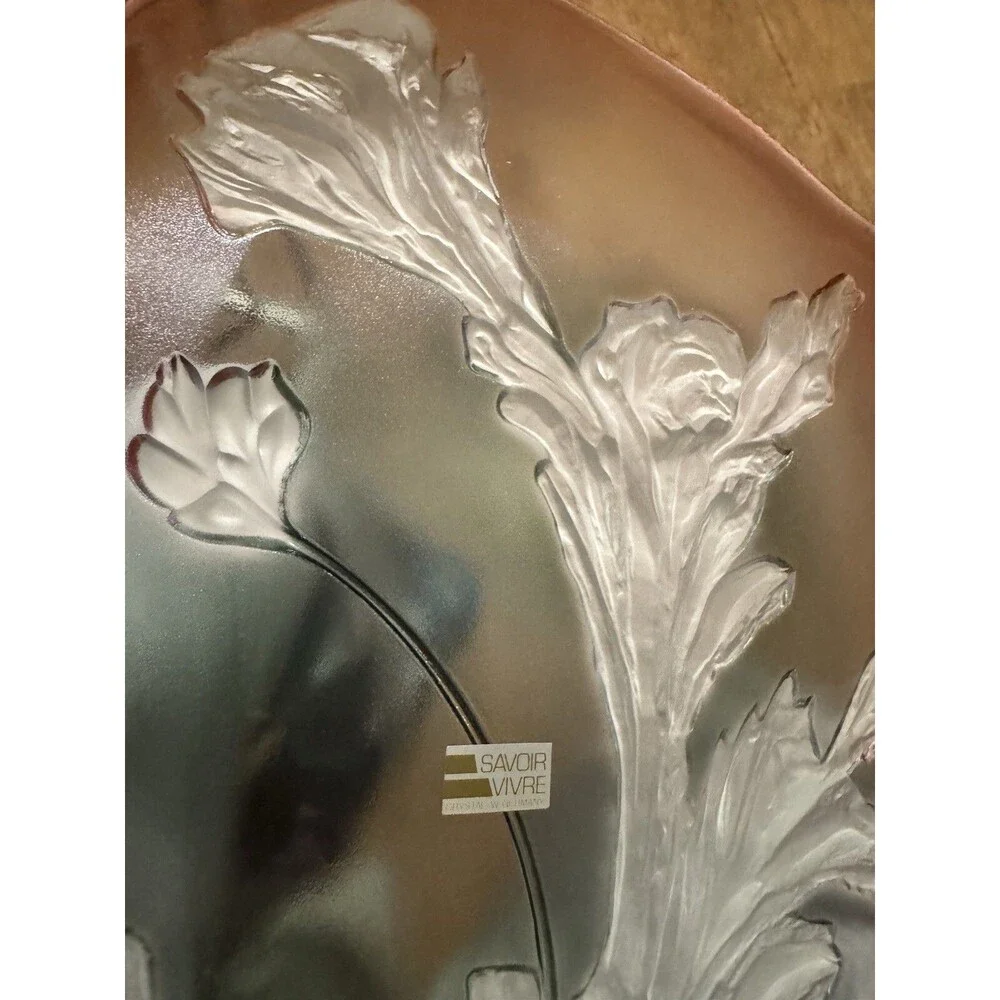 Savori Vivre W. Germany Vintage Tivoli Tulips Crystal Frosted Acid Wash 16x12 VT